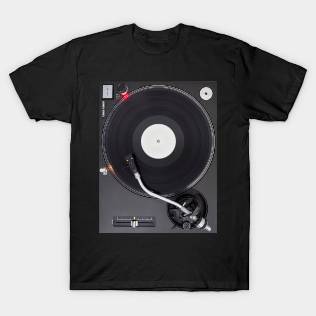 DJ Turntable, Playing Vinyl Record Photo T-Shirt by ArtOfDJShop